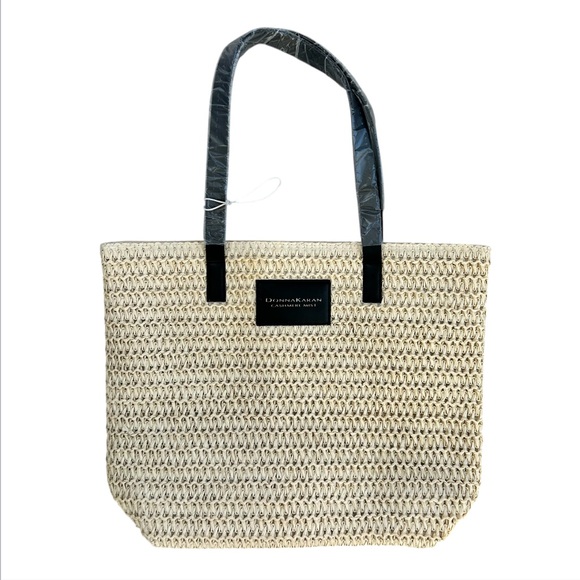 Donna Karan Handbags - DONNA KARAN ‘Cashmere Mist’ Woven‎ Straw Tote/Shoulder Lined Travel Beach NWOT!